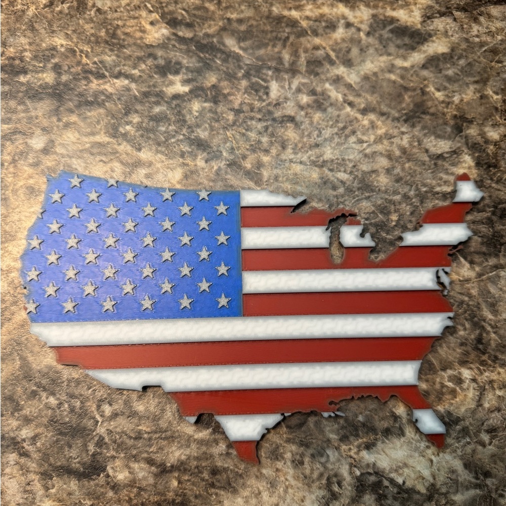 USA Flag Map Wall Decor